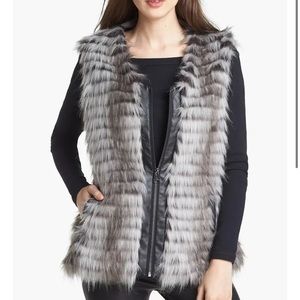 grey fuzzy vest